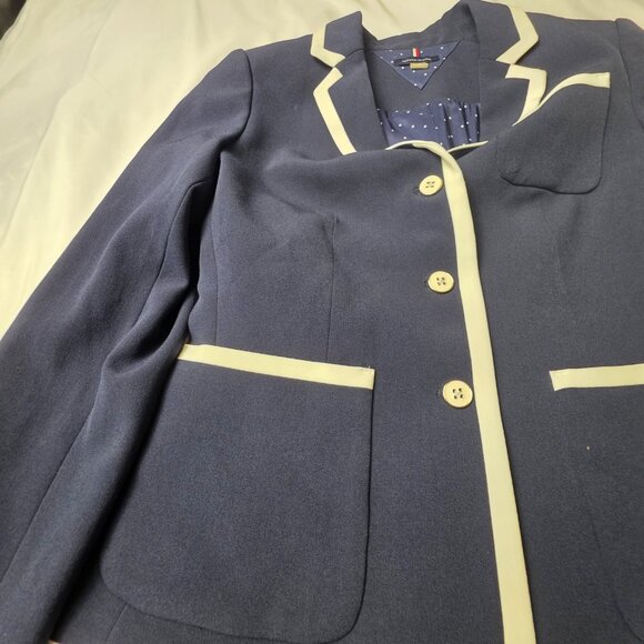 Tommy Hilfiger Navy Blazer with White Trim – Size 8 -0304 - Picture 2 of 10